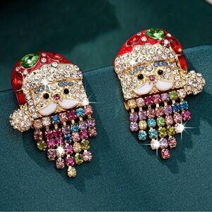 Festive Santa Claus Rhinestone Earrings.